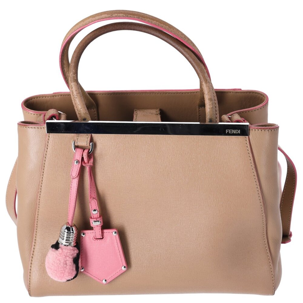 Fendi Petit 2 Jours Handbag 8bh253 Beige Pink Leather